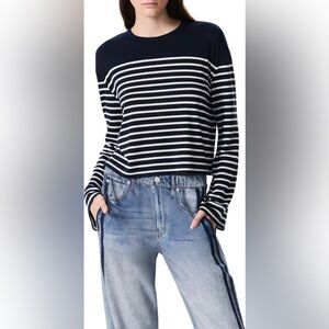 rag & bone The Knit Stripe Long Sleeve T-Shirt Nautical Size Small